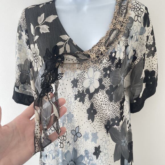 Spencer Alexis Floral Maxi Dress Y2K Fairy Grunge Sheer Lace Boho Maximalist 8 - Picture 4 of 10